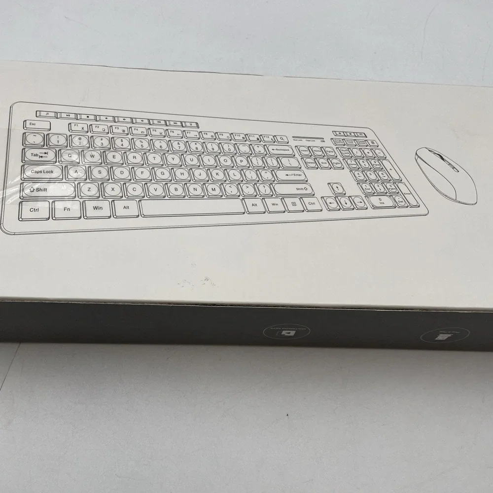 Seenda Wireless Keyboard and Mouse, USB &Type C 2-in 1 Receiver  Full Size White